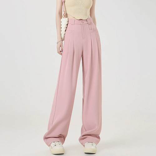 Белый костюм, весенние штаны для отдыха, высокая талия, подходит для подростков, свободный прямой крой