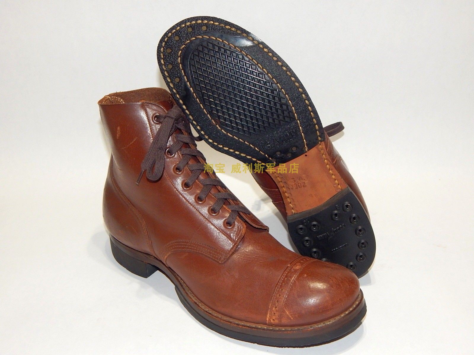 Retro World War II US Army Edition Original Pint Army M1942 Battle Field Goodyear Boots Leather Boots