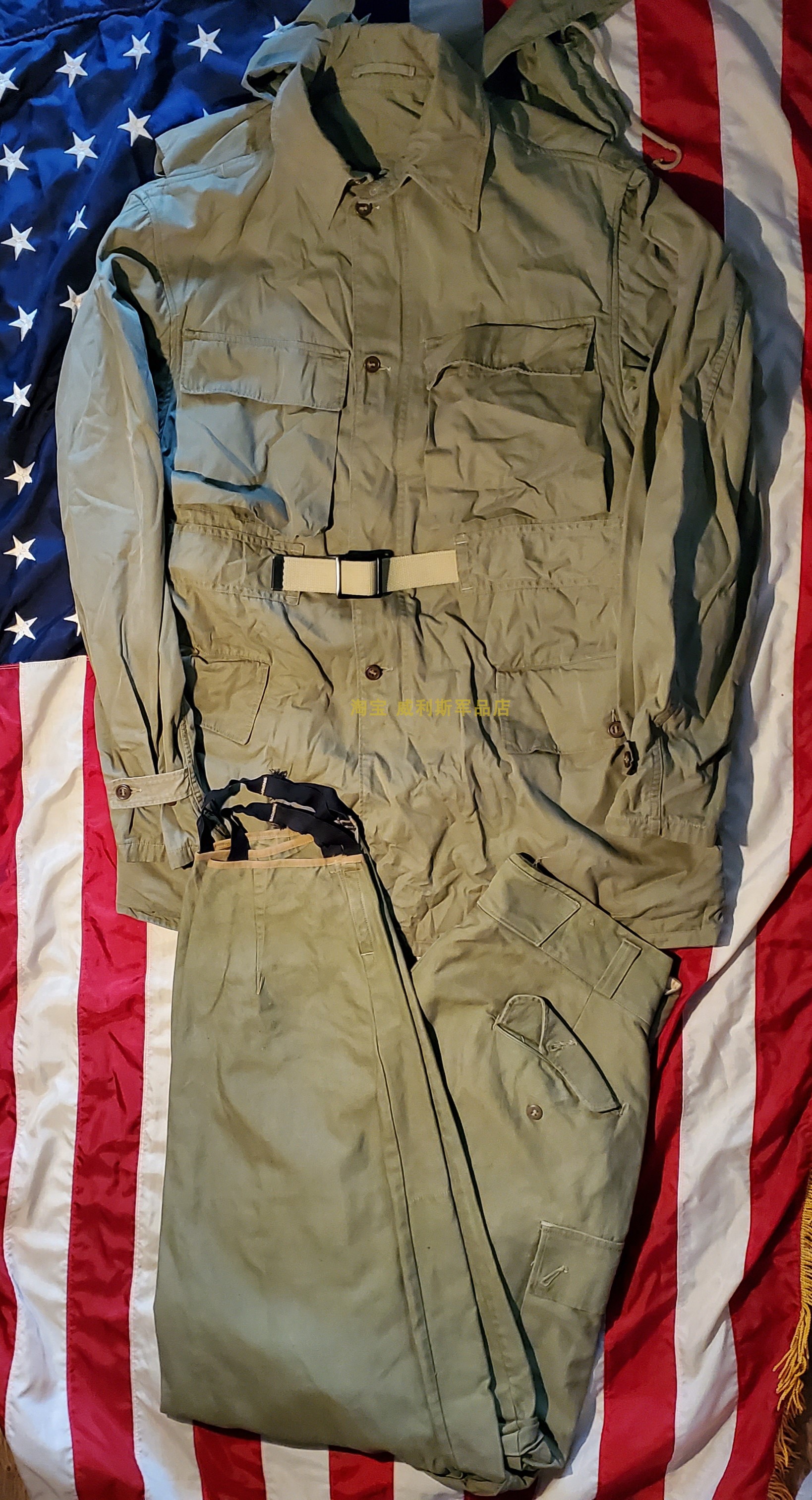 World War II U.S. Army Edition Original Army 10th Mountain Infantry Division Olive Green Combat Suit Jacket Pants Set