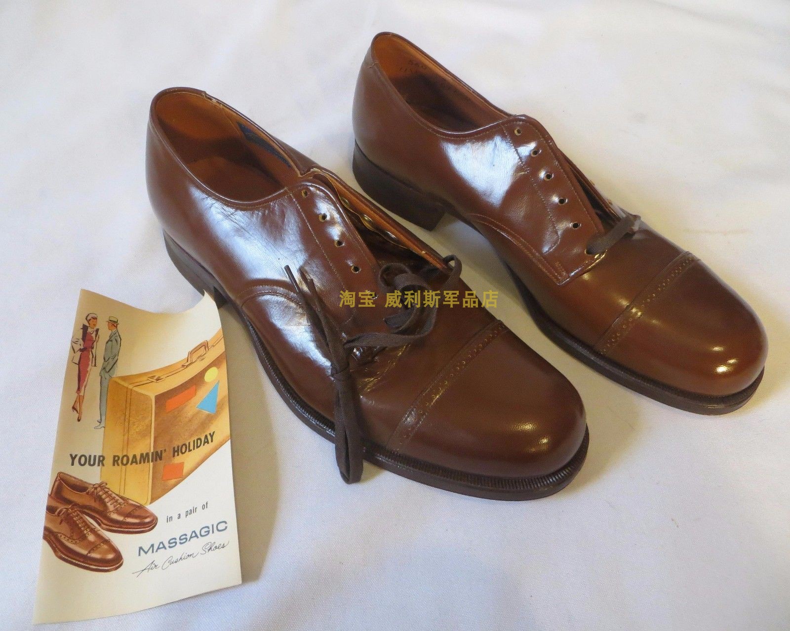 World War II U.S. military version of the original Army Air Force brown leather calf leather officer-made high-gloss leather shoes