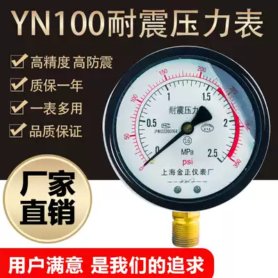 Shanghai Jinzheng seismic pressure gauge YN100 shockproof water pressure hydraulic pressure 1 6 2 5 25 40mpa