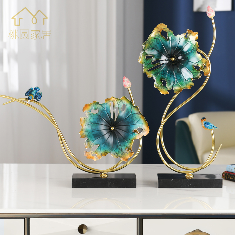 Pure copper lotus leaf furniture new Chinese home lotus decoration living room seating room sea-off TV cabinet Joe relocated gift