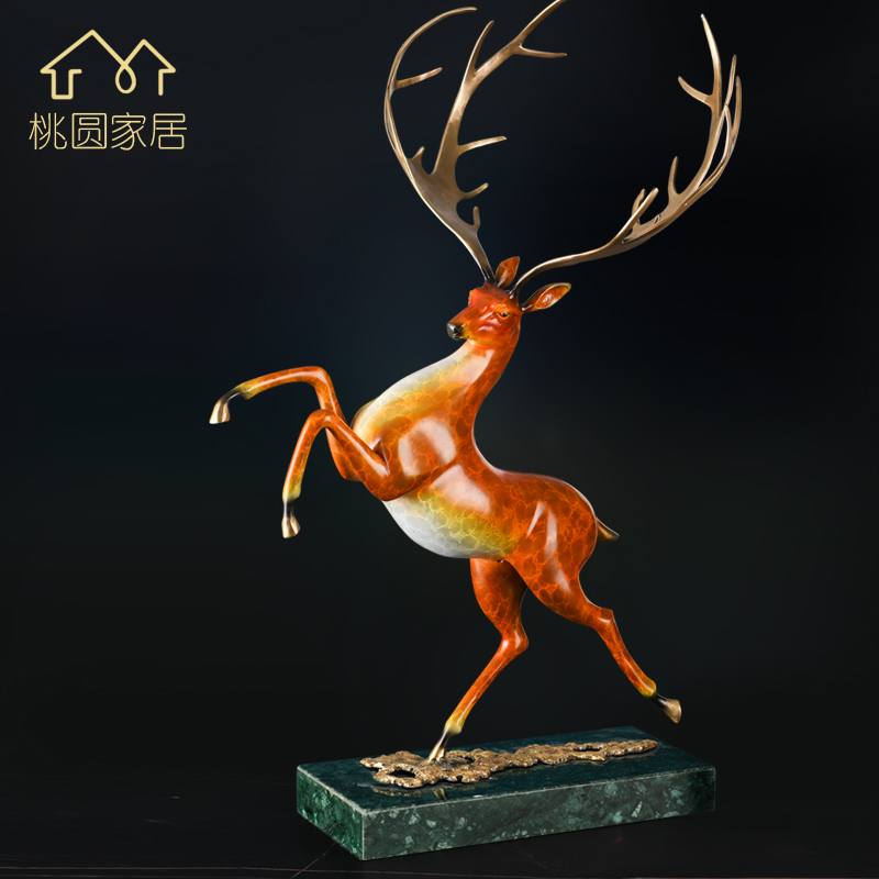 Pure copper color painted full copper deer swing piece light extravagant living room Xuanguancabinet Merchants residence decoration products New Chinese style Qiao relocating gifts