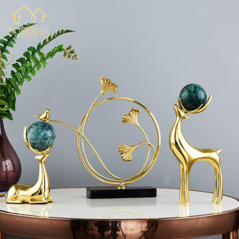 Brass deer swing piece Living room Xuanguan TV cabinet Partition Light Extravagant Metal Opening Gift PROPERTY OFFICE DECORATIONS