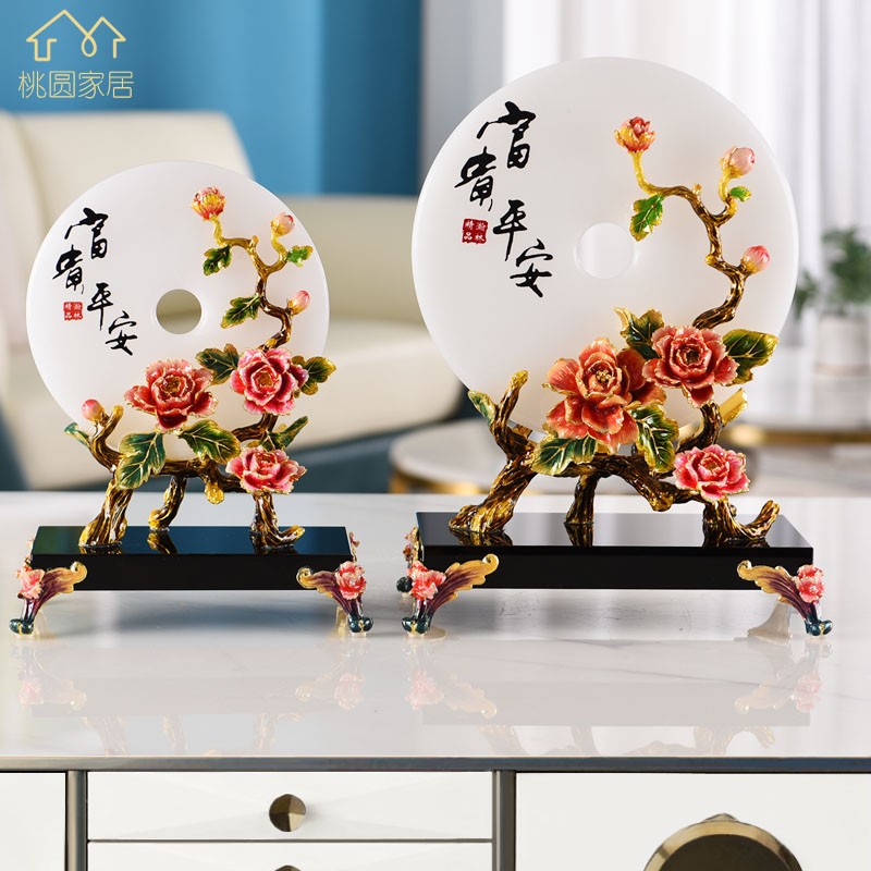 Happy time enamel colored glazed jade green buckle swinging piece Living room Xuanguan TV cabinet Home Decorative Goods Furnishing 