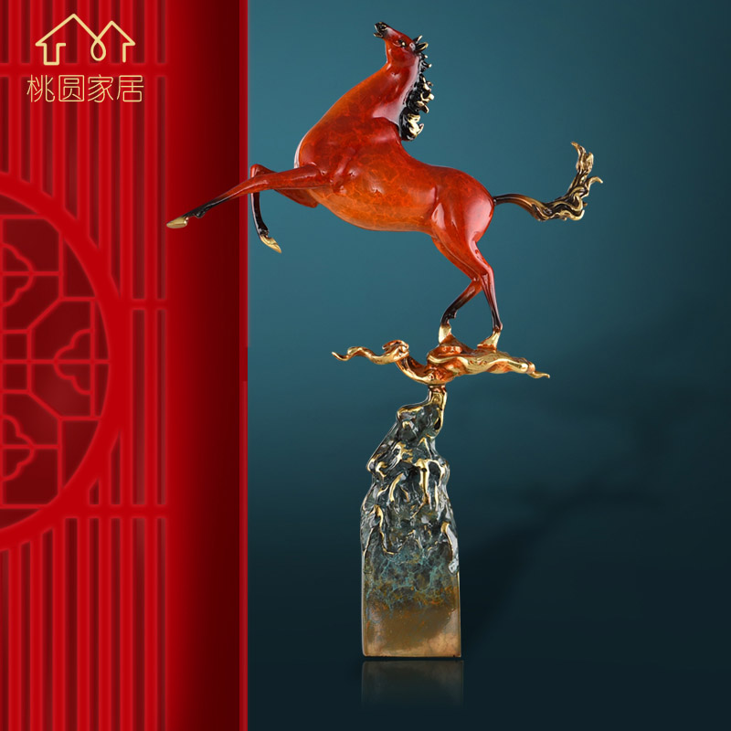 All copper lucky horse ornaments living room porch decoration office study horse to success decoration opening gift