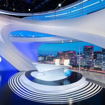  News broadcast table host table design TV station curved live broadcast table Non-standard custom spot luxury studio table