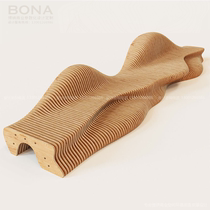  Public leisure wooden seat custom personality creative slicing chair design special-shaped long streamlined chair manufacturer