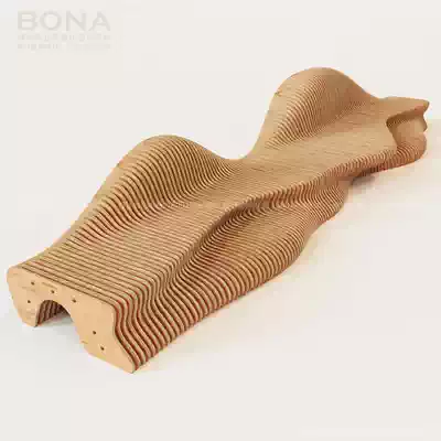 Public leisure wooden seat custom-made personalized creative slice chair design special-shaped long streamline chair manufacturer