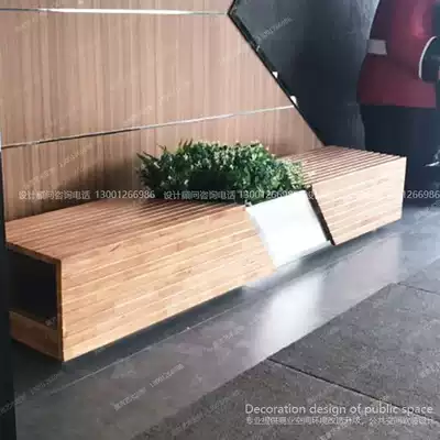 Shopping mall corridor creative bench custom Airport station waiting hall solid wood chair design sample house display center rest chair