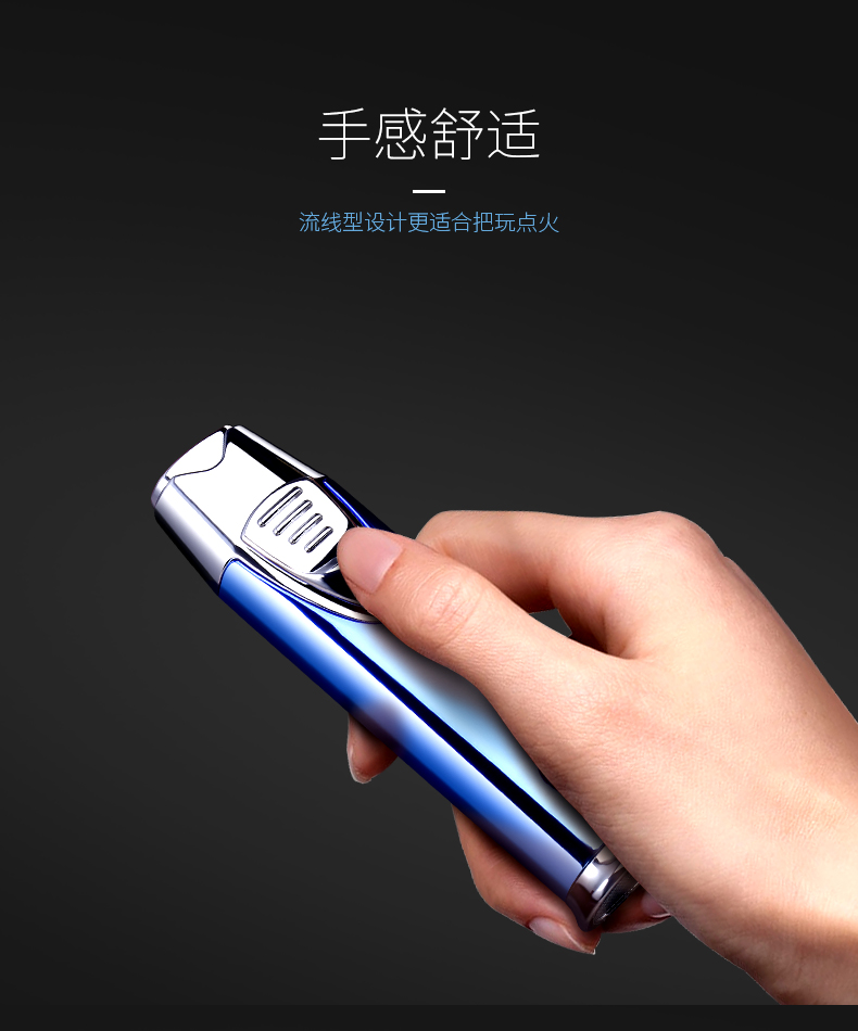Ngọn lửa màu xanh sáng tạo gấp đôi thẳng vào chiếc bơm hơi siêu nhẹ để gửi món quà kim loại chống gió cá tính cho nam giới bật lửa cổ