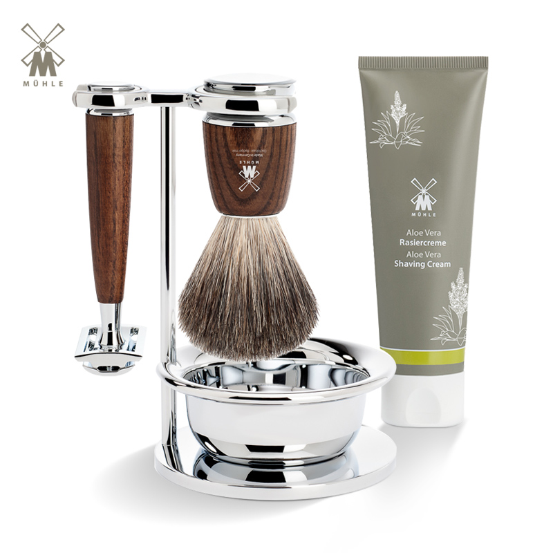 Mullemuhle Germany imports manual shakeup with traditional old-fashioned double-sided blade men's razor suit