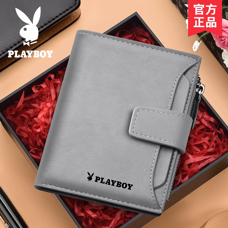 Кошелек мужской короткий PlayBoy, держатель карт, подарок на День Рождения