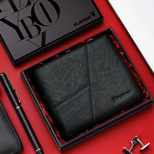 Playboy, кожаный короткий бумажник, кошелек на день Святого Валентина, из натуральной кожи, подарок на день рождения