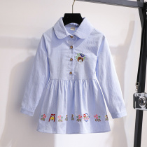 Girls long striped shirt 2021 Spring and Autumn New Korean version of Tide Children Long Sleeve Cotton Shirt Dress
