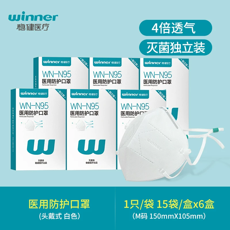 [【量贩囤货】稳健医疗n95型医用防护口罩高透头戴式灭菌级独立装]