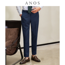 ANOS hanging slim trousers mens business suit pants hidden blue work career plastic structured pants