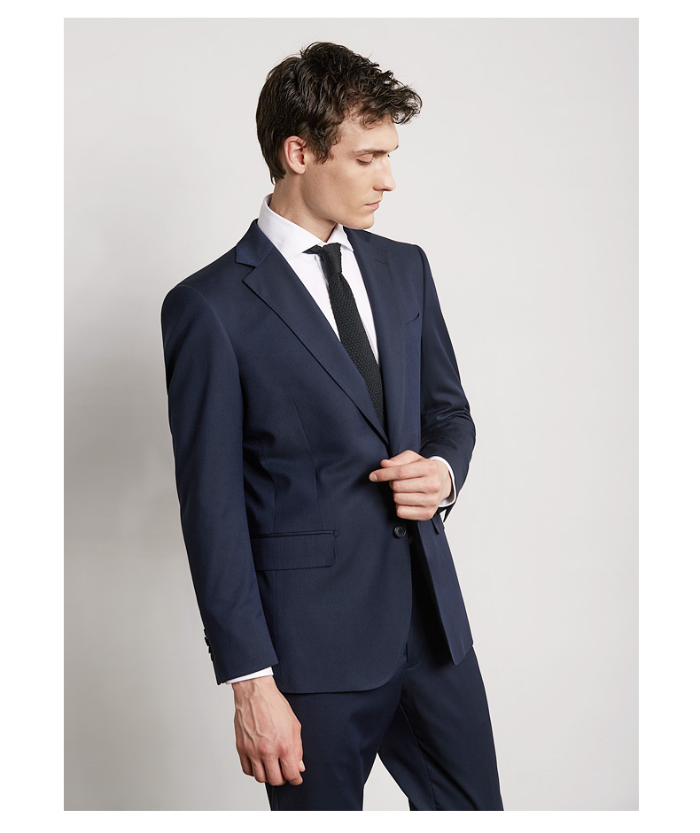 ANOS / Yanos polyester vải pha trộn Cổ áo mỏng phù hợp với bộ đồ kinh doanh màu xanh hải quân bộ vest nam