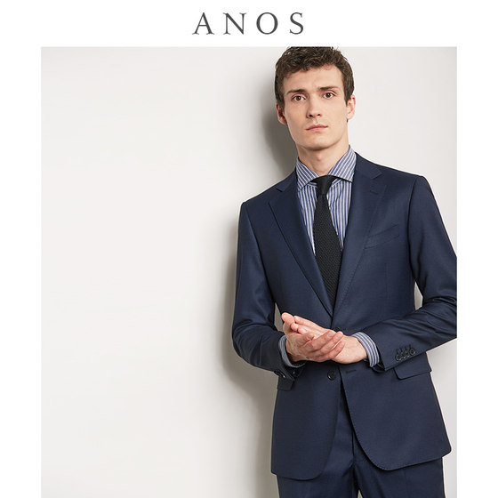 ANOS Suit Men's Suit Formal Business Professional Slim Casual Suit British Style Navy Blue Wedding Groom Suit