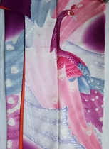 Japanese vintage vintage silk kimono with big fur sleeves kimono changed into cheongsam changed into dress with slight flaws