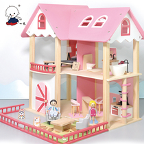 A little girl doll house wooden house diy hut large wooden girl children over 6 years old wooden house