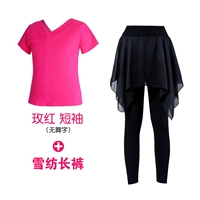 Шифоновые штаны, V-образный вырез, короткий рукав