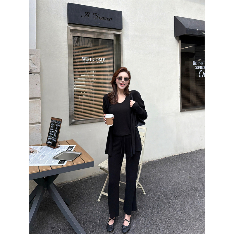 Junjun【Relaxed Suit】Casual Cardigan Jacket, Vest, Drawstring Casual Straight-Leg Pants Three-Piece Set Junjun【Relaxed Suit】Casual Cardigan Jacket, Vest, Drawstring Casual Straight-Leg Pants Three-Piece Set