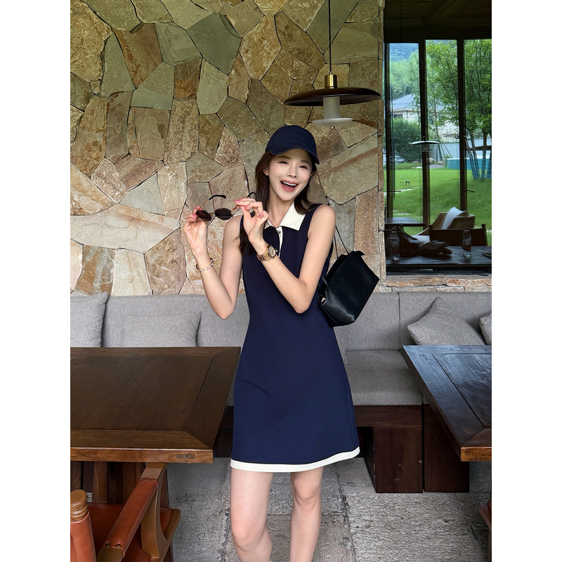 Junjun【Polo Vest Dress】Design Is Skin-Friendly, Breathable, Elegant, Waist-Cinching, Slimming, Sleeveless Dress Junjun【Polo Vest Dress】Design Is Skin-Friendly, Breathable, Elegant, Waist-Cinching, Slimming, Sleeveless Dress
