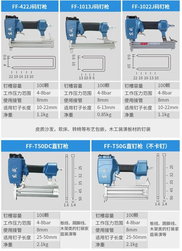 Chất lượng Súng bắn đinh bằng khí nén Mã đinh bằng thép Đinh bắn đinh F30t50 Súng bắn đinh thẳng trang trí Công cụ chế biến gỗ Hàng đinh Máy bắn đinh bằng khí nén - Công cụ điện khí nén