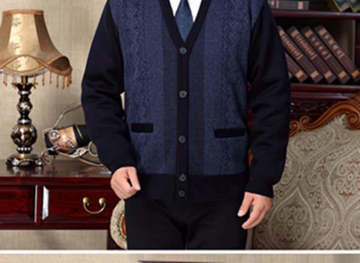 Áo cao cổ cộng với áo len nhung dày cho nam cardigan 6070 áo len cũ và trung niên áo len nam cổ lọ hàn quốc