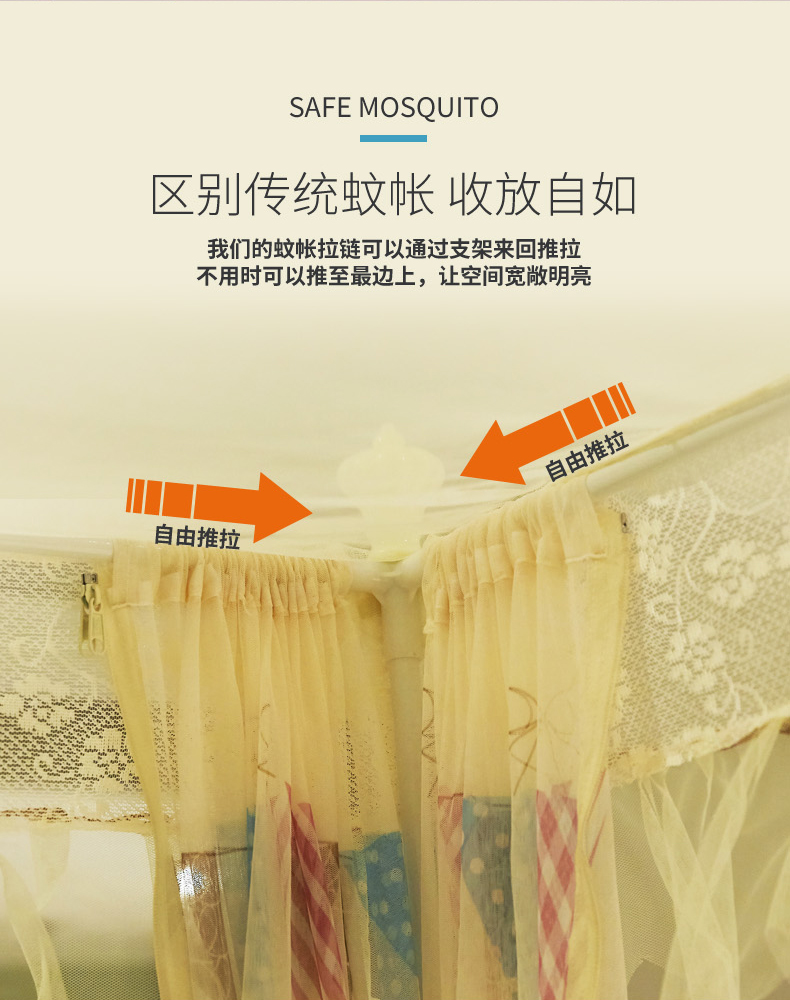 Ba cánh cửa mở hình vuông lưới mùng loại 1,5 m giường 1,8m in hoa văn chống vỡ yurt công chúa gió nhà - Lưới chống muỗi khung mùng ngủ