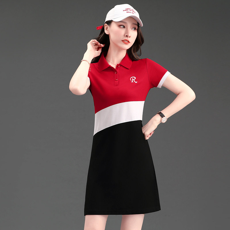 Lapel sports dress women's summer short-sleeved 2022 new casual slimming large size one-piece badminton tennis skirt