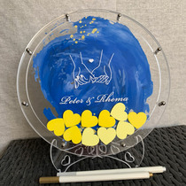 Straw Rabbit Knot Wedding Sign to board Benframe Shaking Sound Sign Roster This Creative Round Blue Gold Ocean Starry Sky