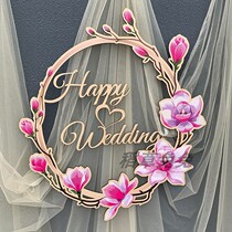 Knot wedding arrangement Decorative Wedding Head Flower Ring Logo Cards Customized wooden name Alphabet House Door Background Wall listing