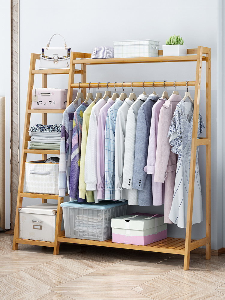 Coat rack Simple hanger Floor-to-ceiling space-saving bedroom household shelf shelf Simple modern hanger