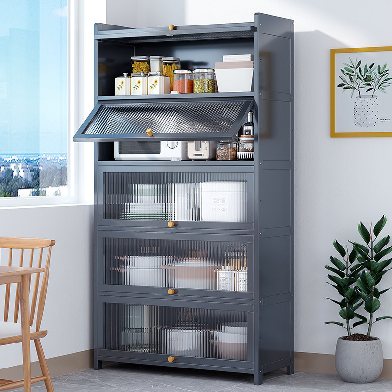 Bowl Cupboard Kitchen Shelve floor Multilayer Home Multi-functional flip containing cabinet locker with door anti-dust-Taobao