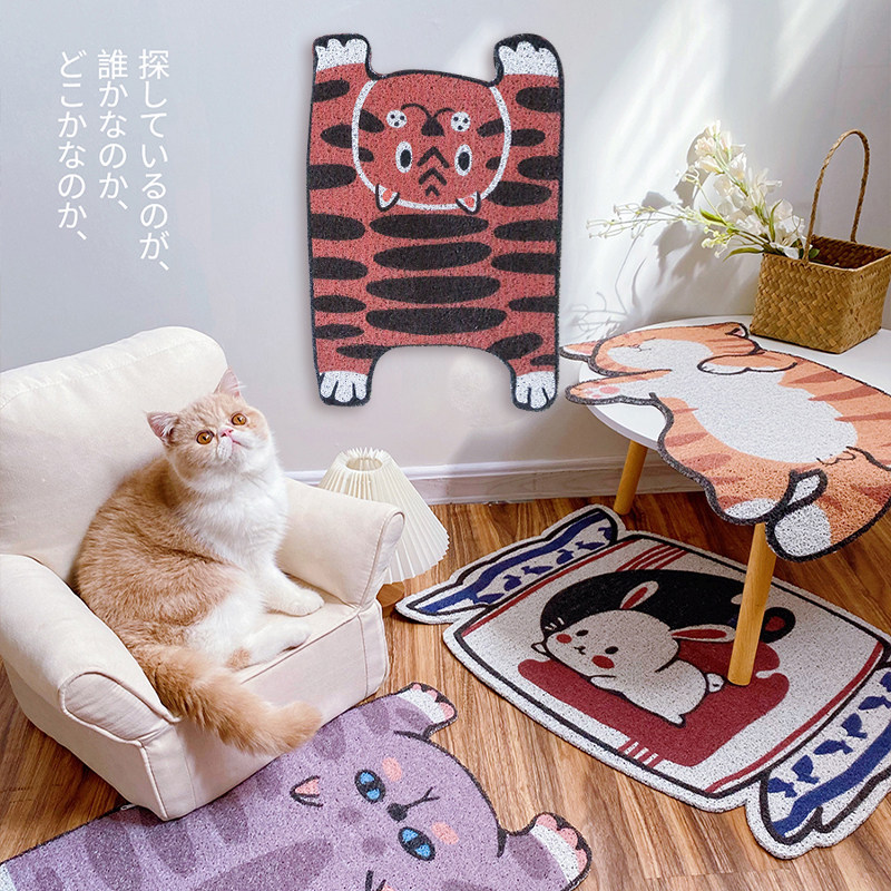papa meow ~ creative cat sand ground mat anti-out rub Mat Cat Litter Basin Cushion Cat Toilet Mat Meal Cushion Control Sand Mat