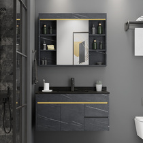  European-style marble bathroom cabinet Mirror cabinet Modern bathroom rock board Wash basin Wash countertop basin combination set