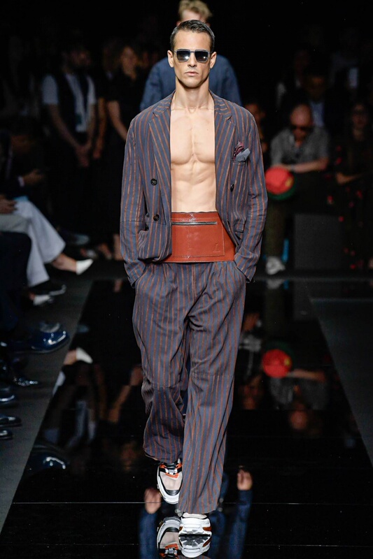Armani Ea Runway Style Men's Striped Suit Set, Lambskin Casual Suit Jacket, Lambskin Pants for Men