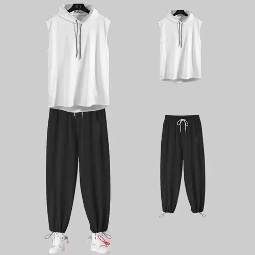 Жилет с капюшоном, футболка без рукавов, толстовка с капюшоном, штаны