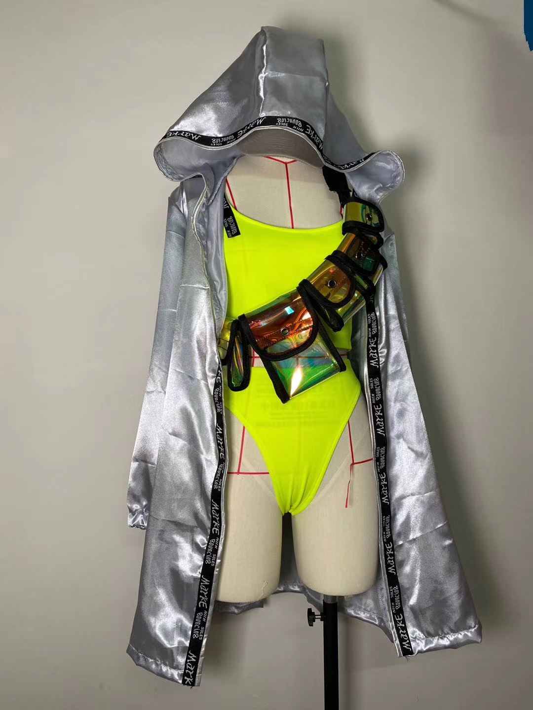 DSDJgogo singers show party coat package package silver gray dance team combination bar night show suit