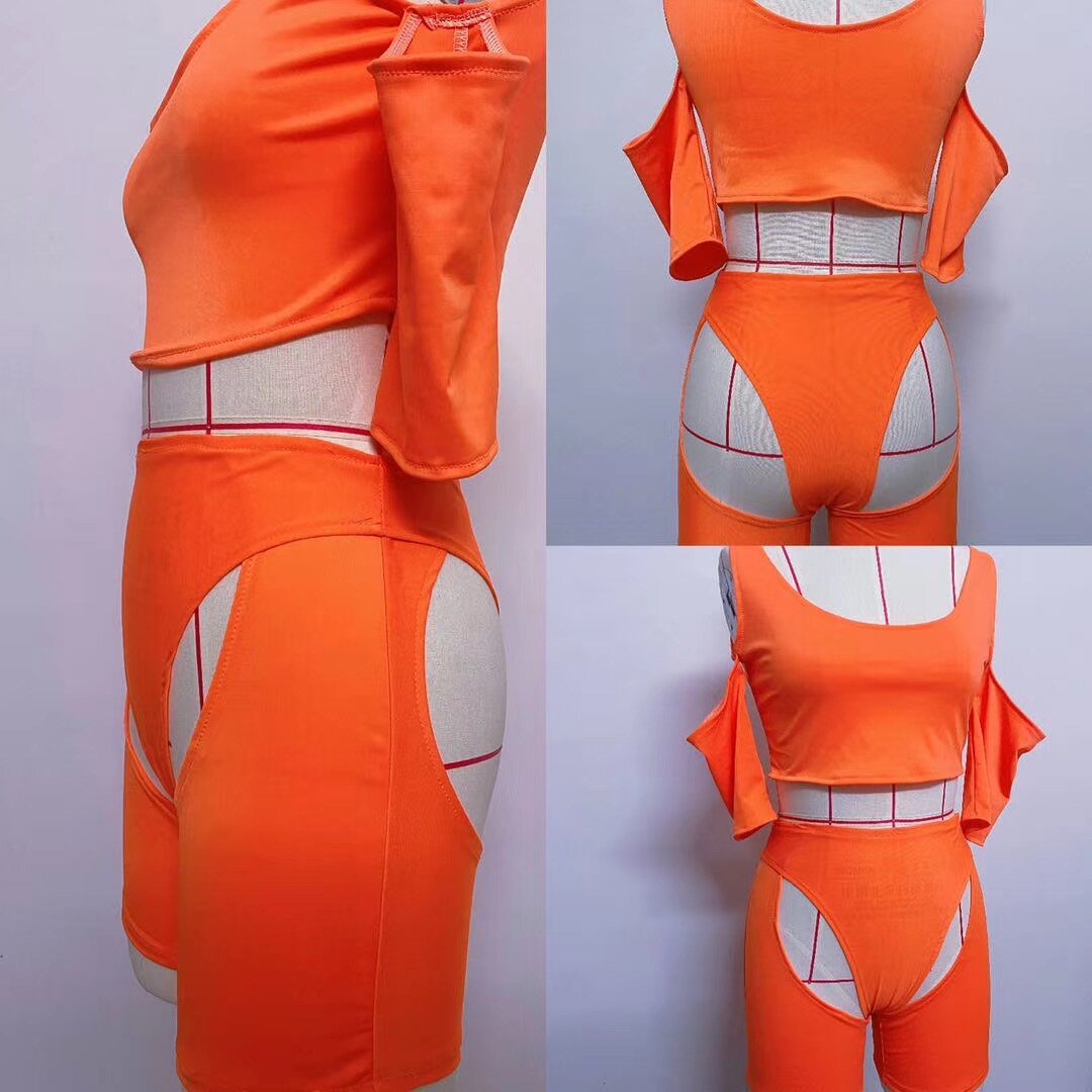 dsgogo bar acting out of orange queuing for show sexy open-shoulder dj stage dress team costumes