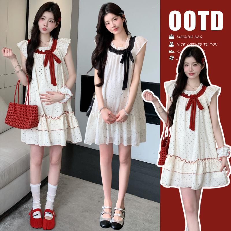 Maternity Summer Dress with Flutter Sleeves 2026 New Style for Petite Moms, Elegant Dress for Summer