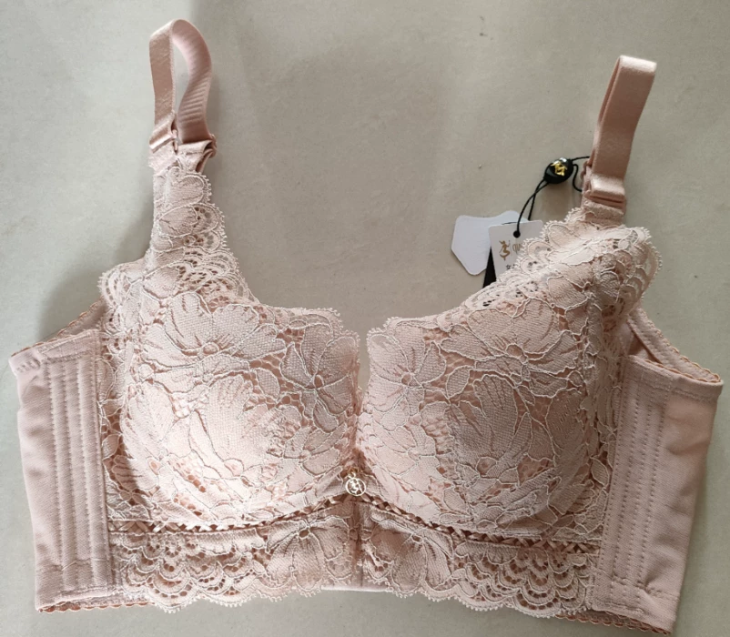 纤妍 The new 0712 mid -cup adjustment underwear exquisite lace silk, the inside of the high -sided soft steel ring