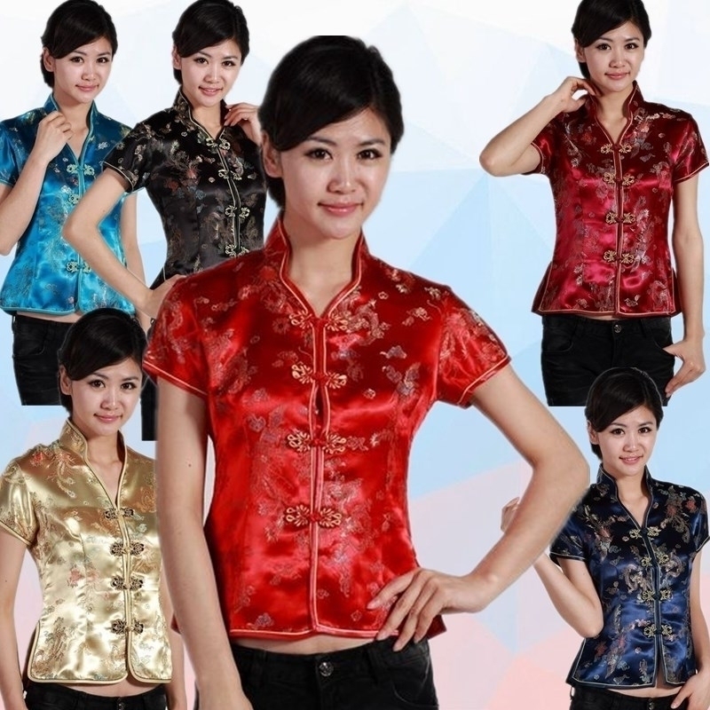 Improved Chinese Classical Performance Photography Summer Dragon and Phoenix Short-Sleeved Festive Women's Tang Suit Premium Top Red Hj Improved Chinese Classical Performance Photography Summer Dragon and Phoenix Short-Sleeved Festive Women's Tang Suit Premium Top Red Hj