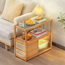 Sofa side cabinet side cabinet log home sofa side narrow cabinet locker side table Japanese small apartment mobile side table