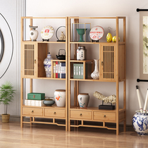 Bogu rack shelf solid wood Chinese tea room tea display cabinet tea cabinet office tea shelf tea storage cabinet