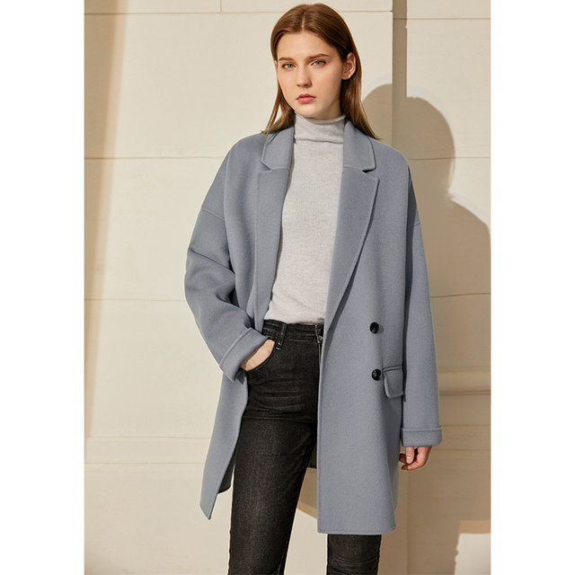 Amii camel cashmere coat woolen double-sided woolen coat for women small 2023 winter new-length-length suit woolen coat