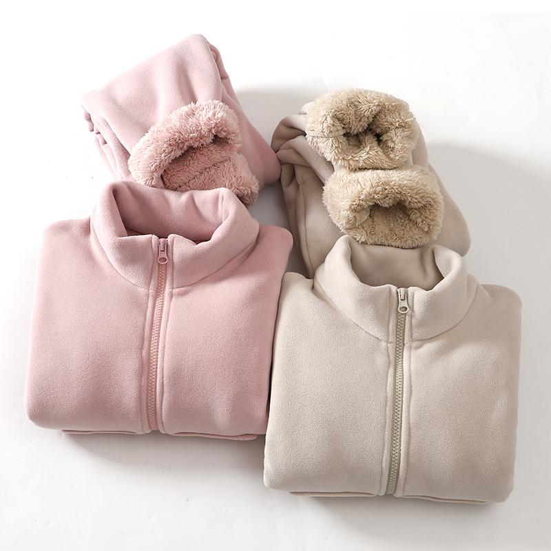 Parent-Child Style Oshu Velvet Set, Autumn and Winter Children's Fleece-Lined Thickened Home Wear Two-Piece Set, Polar Fleece Pajamas and Pajama Pants