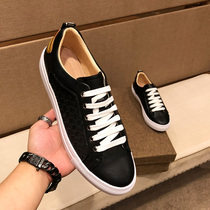 European station mens shoes BV woven small white shoes mens leather tie-up top layer cowhide casual board shoes men